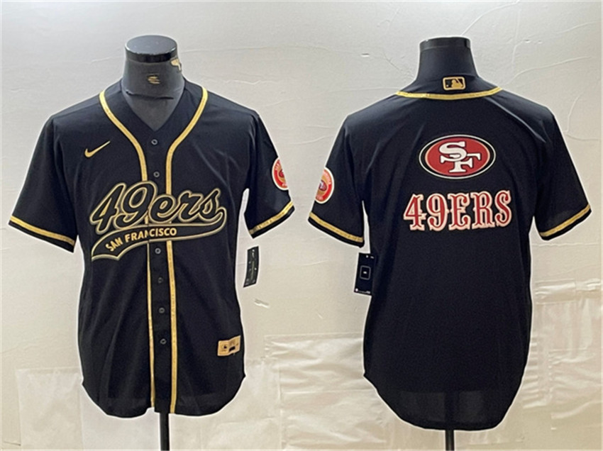 Men's Black San Francisco 49ers Team Big Logo With Patch Cool Base Stitched Baseball Jersey